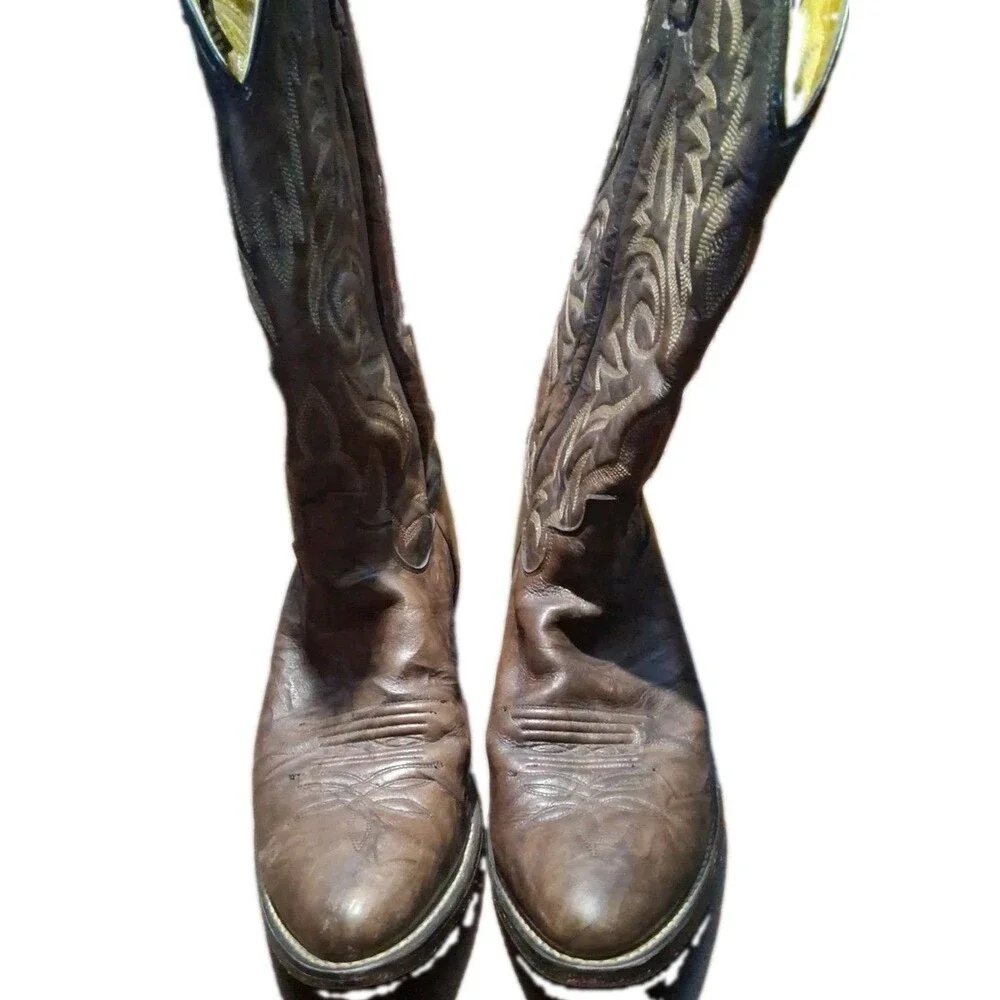 Justin Boots Deerlite 1564 Men's Cowboy Western Boots Size 12 D Brown Leather